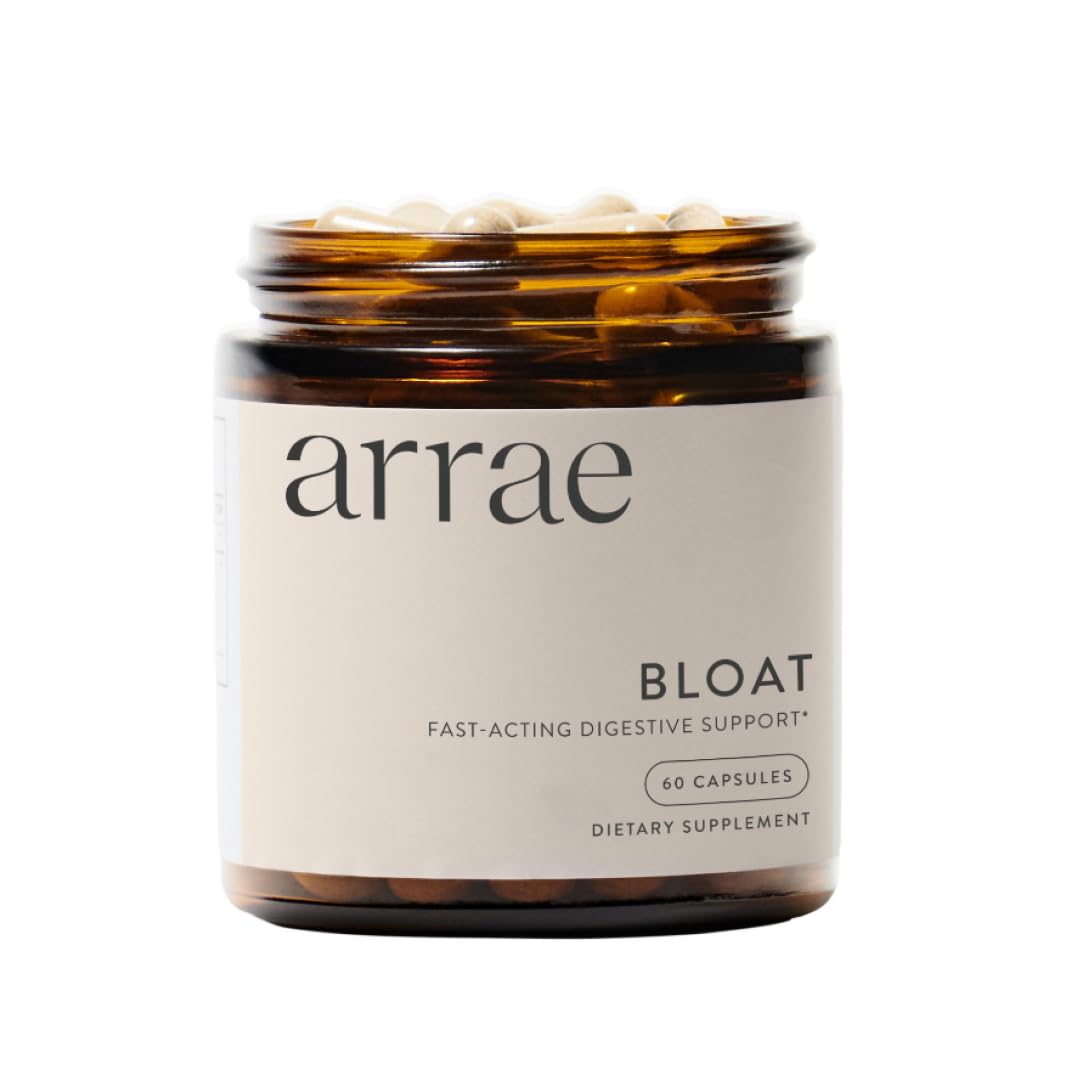 Arrae Fast-Acting Bloating Relief Digestive Enzymes, All Natural Bloat, Gas & Indigestion Relief Capsules, 60 Count