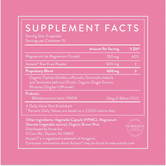 Arrae Constipation Relief Capsules – Gentle, Natural Bowel Support – Clinically Proven for Regularity & Comfort – Non-Stimulant, Overnight Relief – 45 Capsules