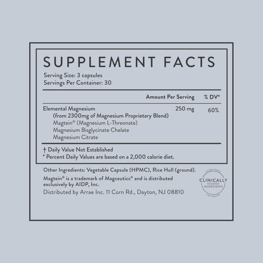 Arrae Magnesium Supplement, Magnesium Glycinate, Citrate & L-threonate, 250 mg, Support Mood, Sleep, Nerves, and Muscles,90 Capsules