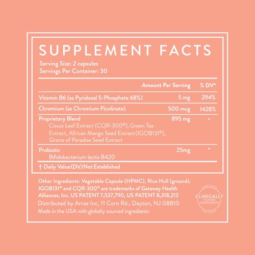 Arrae MB-1, Natural Dietary Supplement, Control Appetite, Increase Energy, Support Healthy Metabolism, 60 Capsules